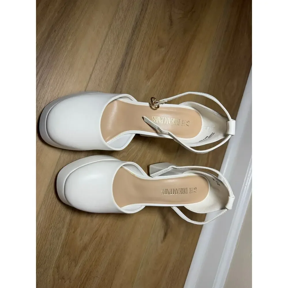 Dream Pairs White Heels Size 7.5 Worn Once